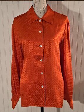 Silk Orange Blouse with opalescent buttons